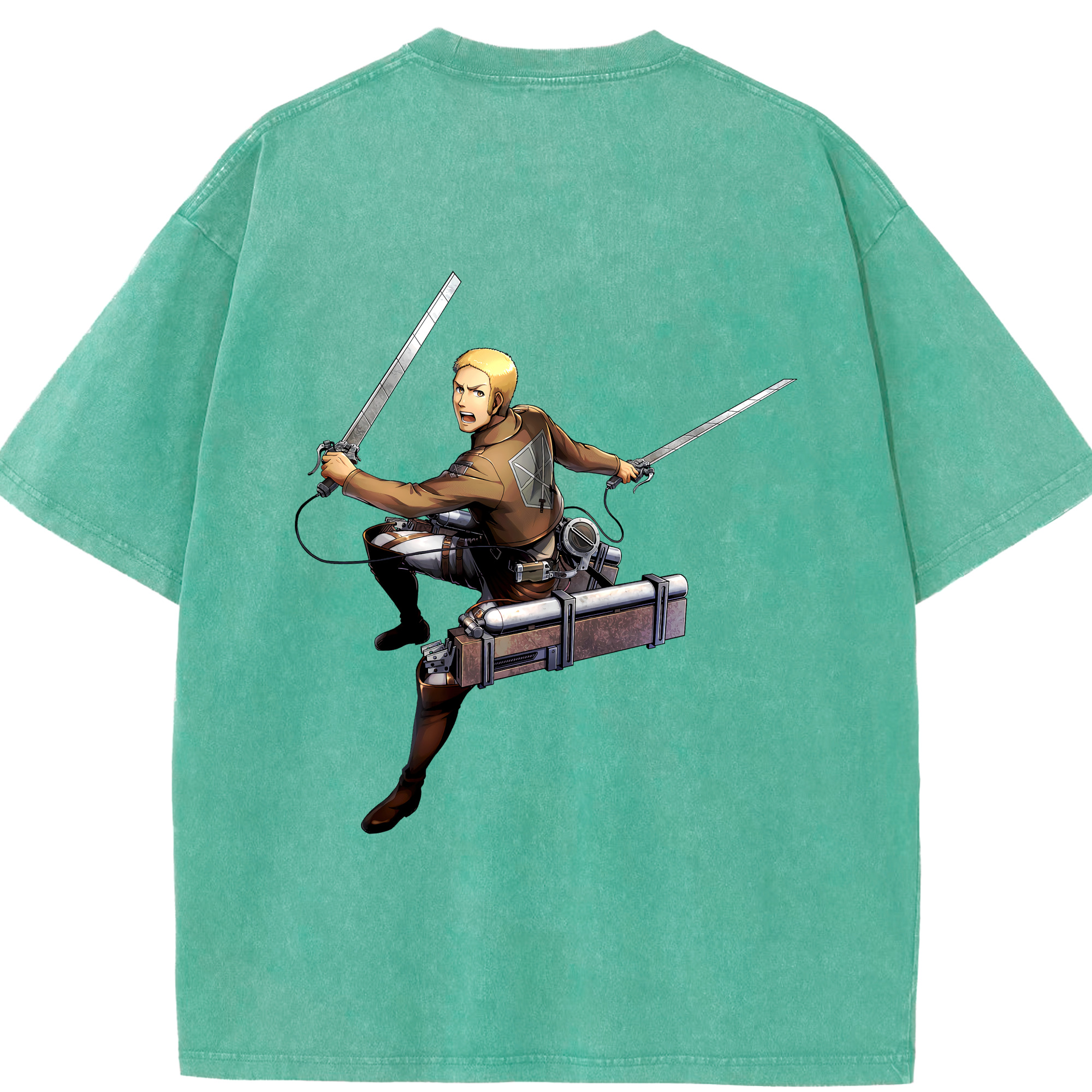 （画像用） 進撃の巨人 ライナー・ブラウン Attack on Titan Reiner Braun 綿100% ヴィンテージ風 半袖Tシャツ（背面プリント）